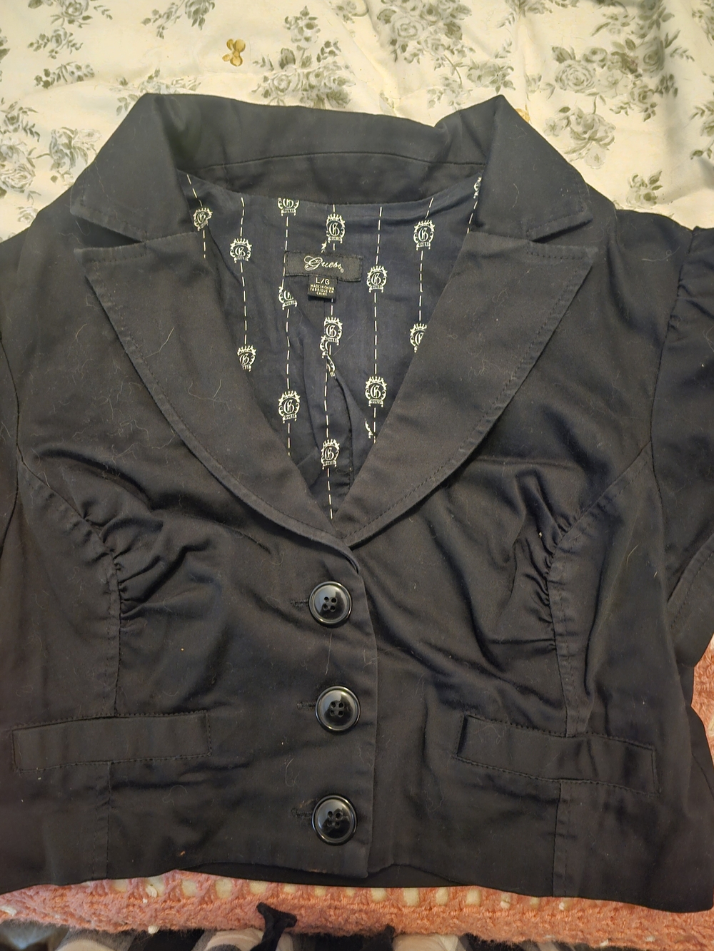 VTG Guess Craft Blazer Black Y2K Crown Logo Lining LG Whimsiegoth Indicore